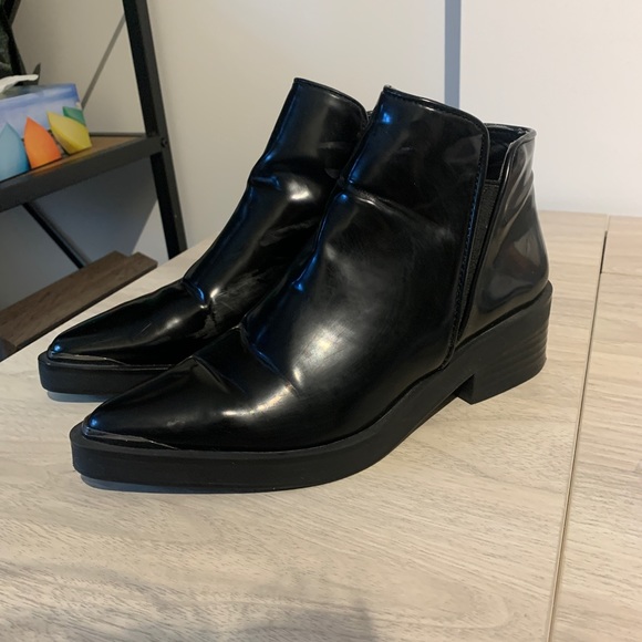 Zara leather pointy black heeled boots/booties Size 36 - Picture 6 of 7